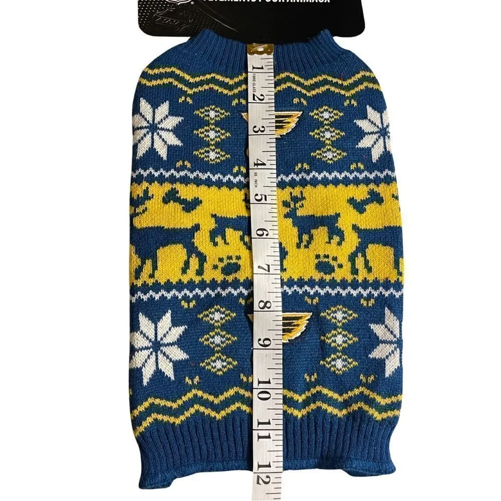 NHL Officially Licensed St Louis Blues Hockey Knit Holiday Dog Sweater XS NWT